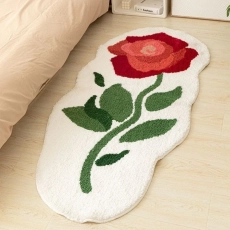 Luxurious Red Rose Tufted Floor Mat