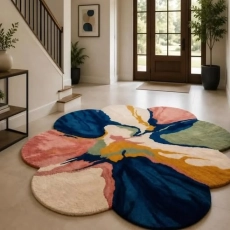 Modern Flower Shaped Multicolor Carpet Rug