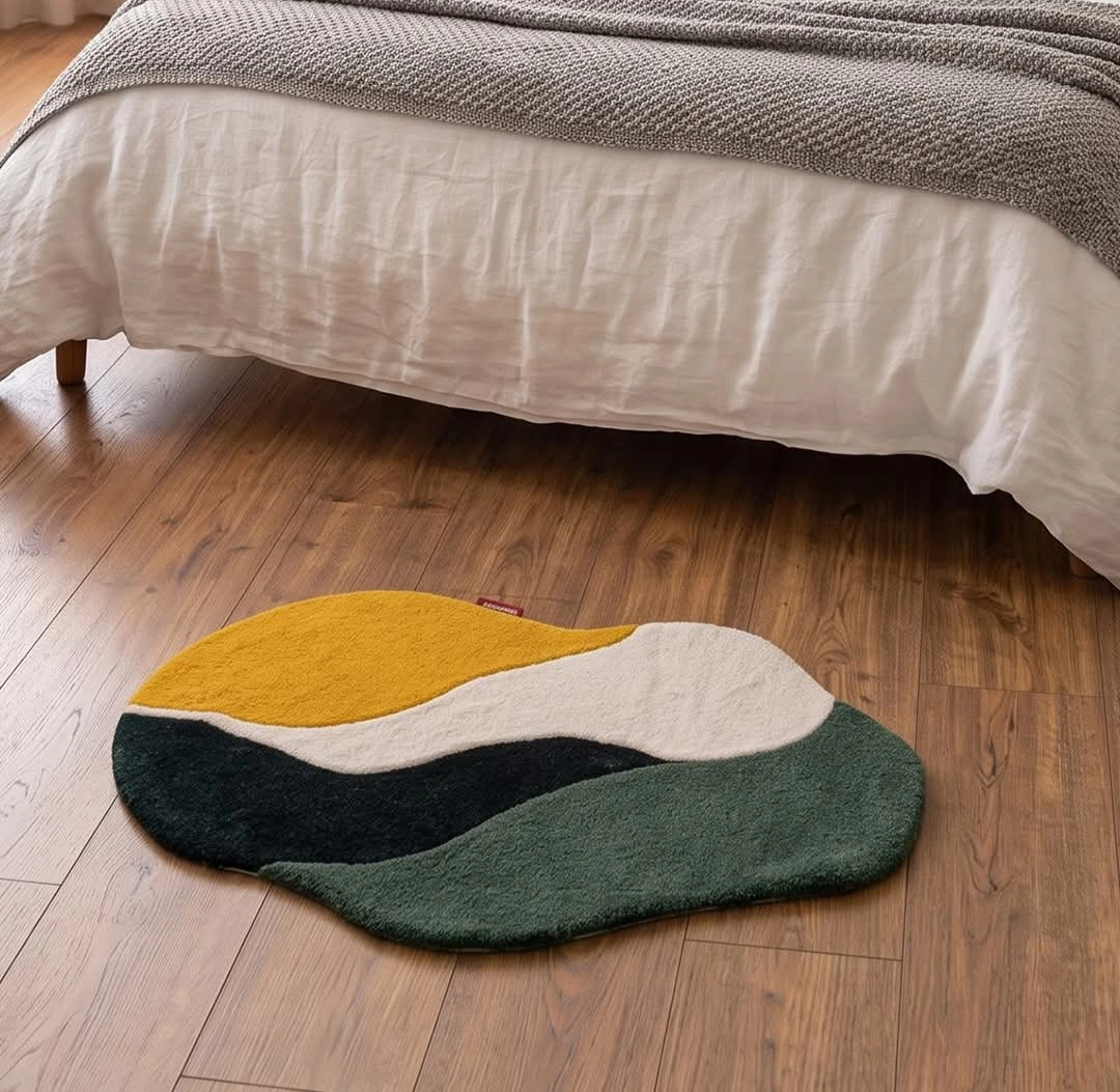 Premium Modern Abstract Fluffy Floor Mat – Soft Bedside Rug