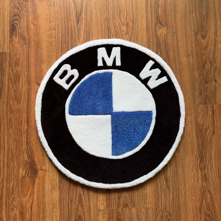 BMW Logo Hand-Tufted Round Plush Rug - Custom Car Emblem Floor Mat