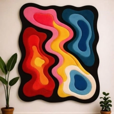 Abstract Fluid Topography Felt Wall Hanging Art – Colorful Wavy Cutout Acoustic Wall Decor